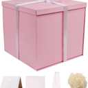 UoeRing Large Gift Box with Lid 12x12x11 Inch,Pink Gift Boxes for Presents Packaging for Birthdays,Valentine's Day,Mother's Day,Christmas with Ribbon Card Envelope Shredded Paper Fill (Matte Pink)