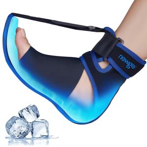 NEWGO Plantar Fasciitis Night Splint Ice Pack with Cooling Gel on Sole and Heel, Adjustable Plantar Fasciitis Brace Support for Sleeping, Pain Relief for Achilles Tendonitis, Foot Drop, Heel Spur
