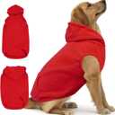 IECOii Dog Sweatshirt for Large Dog, Hooded Fleece Dog Vest with Leash Hole, XXXL Dog Sweater Large Dog Winter Clothes, Large Breed Christmas Dog Sweater Dog Hoodie Labrador, Golden Retriever, Red, 3XL