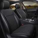 Black Panther 1 Pair Luxury Car Seat Covers Protectors, Universal Anti-Slip Driver Seat Cover with Partial Backrest Coverage (Middle Part Only), Diamond Pattern, Compatible with 95% Cars (Black)
