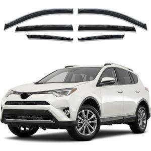 Rain Guards Window Visors for Toyota RAV4 2013-2018 6Pcs Chrome