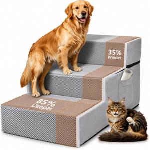 Dog Stairs for High Bed, Dual Reinforced Support Pet Steps for Large Dogs
