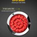Partsam 4Pcs 4" Round Red LED Stop Turn Tail Lights Brake Trailer Lights 24LED, 4 Inch Round Led Trailer Tail Lights Red Flange Mount Waterproof for RV Trucks 12V DC