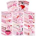 32 Sheets Valentine Stickers for Kids Toddlers, Make Your Own Animal Heart Love Sticker, Make a Face Stickers, Valentine Day Gift Party Decorations Supplies
