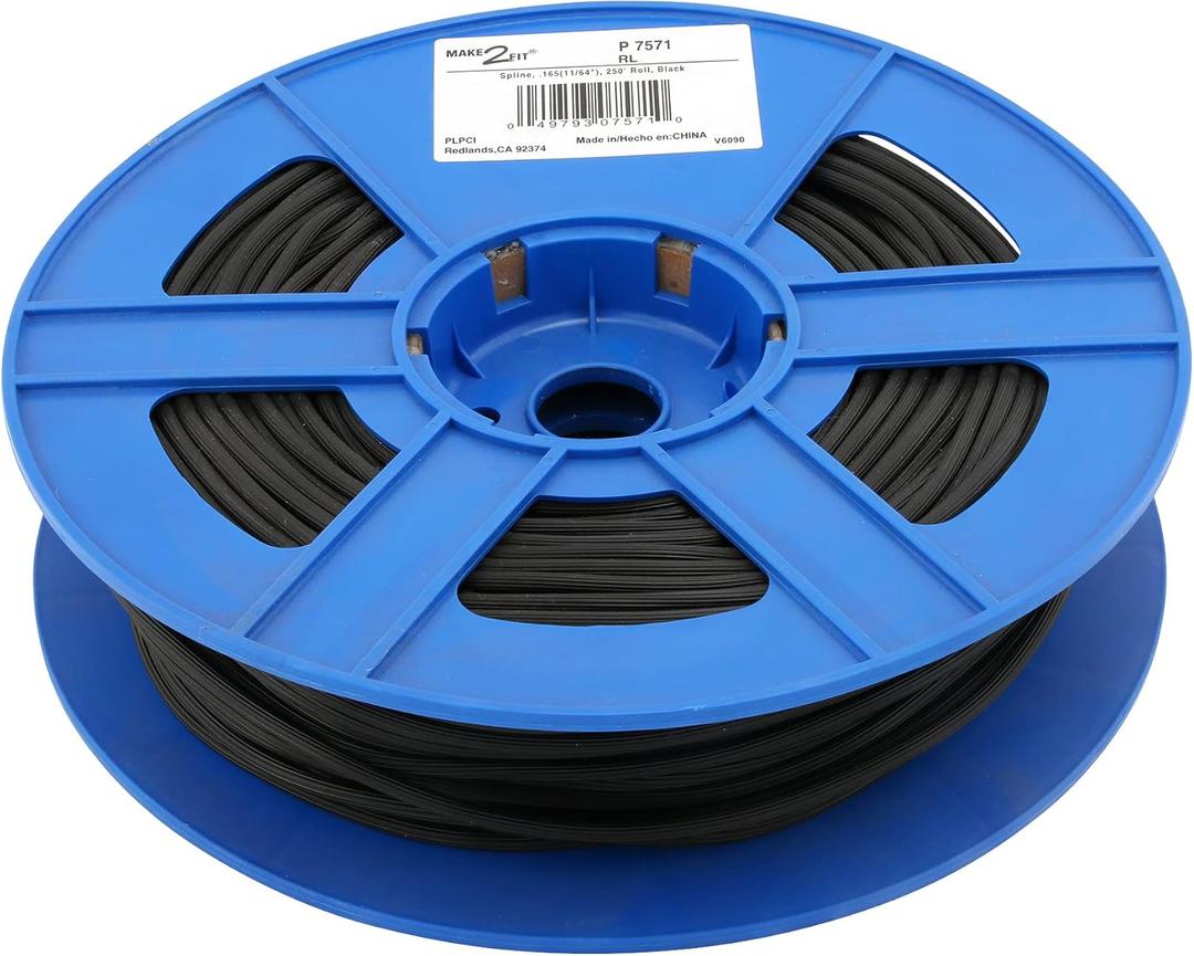 Prime-Line P 7571 0.165 in. x 250 ft. Roll Black Spline (1 Roll)
