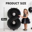 4 x 40 Inch Number 1 Balloon, Large Black Number Balloons for Boy Girls 1st Birthday Decorations, Flocked Velvet Matte Foil Birthday Balloon 0-9 for Women Men, Giant Number 1, Anniversary Supplies