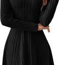 Mock Neck Sweater Dresses Women Long Sleeve Ribbed Knit Bodycon A Line Mini Dress Pullover Fall Lightweight Outfits (Medium)