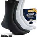 Pembrook Premium Diabetic Compression Crew Socks for Women - Running Socks, Short Compression Socks for Women - 2 Pairs (Large)