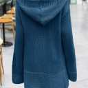 Taodou Women's Hooded Knit Cardigans Button Cable Open Front Sweater Coat Blue