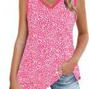 Tank Tops for Women 2025 Sleeveless Shirts Casual V Neck Summer Tops Sexy Going Out Loose Fit T Shirt (Pink, XL)