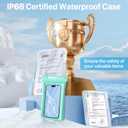 NEPHI IP68 Waterproof Phone Pouch 2 Pack-Up to 8.0"Adjustable Neck Lanyard Floating Waterproof Phone Case for iPhone,Phone Dry Bags for Vacation Beach Pool Travel Essentials (Aqua Green white 4 pack)