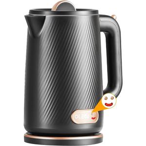 OLEGA Electric Kettle - 1500W Electric Tea Kettle 1.8L Stainless Steel Inner Electric Kettles for Boiling Water Auto Shut Off Boil-Dry Protection Electric Water Kettle for Coffee Tea Black