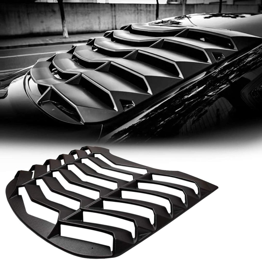 2015-2023 Rear Window Louvers Windshield Sun Shade Cover Lambo Style Matte Black Compatible with Ford Mustang 2015 2016 2017 2018 2019 2020 2021