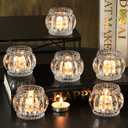 SHOHAYTO Set of 6 Glass Tea Light Candle Holders, Votive Candle Holders for Wedding Table Centerpieces, Tealight Holders for Christmas Party & Home Decor