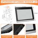 Upgraded W11259006 Washer Lid Compatible With Whirlpool Maytag Washer Lid Parts MVWB765FW3 Washing Machine Lid Replacement Maytag Bravos Washer Parts Assembly WP8572974 WP8563965 Lid Hinge & 4 Screws