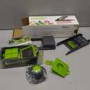 Ourokhome Vegetable Chopper Onion Cutter, 12 in 1 Professional Mandoline Slicer for Kitchen, Multifunctional Food Chopper for Potato, Tomato, Veggie with Strainer Basket, 8 Blades, Gray (Gery)