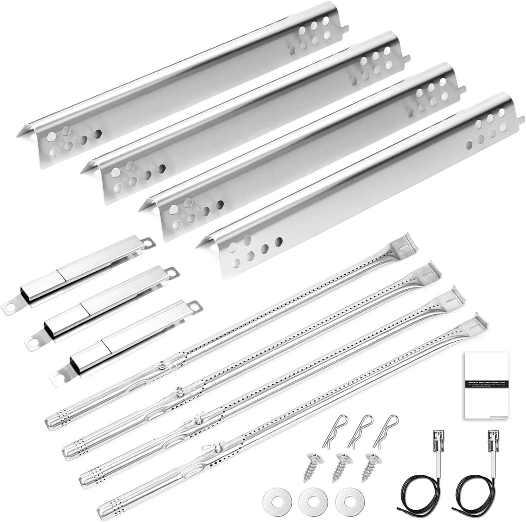 Grill Replacement Parts for Charbroil Performance 475 4 Burner 463347017 463377319 463335517 463376017 463342119, G470-0004-W1A, Heat Plates, Grill Burner, Crossover Tube Replacement kit