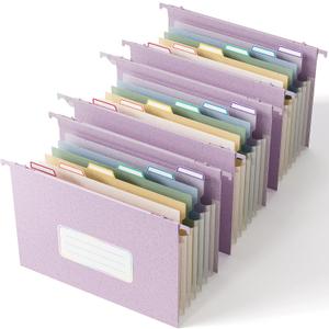 Wheat Straw Expanding Hanging File Folders,1.2" Accordion Pockets File Organizer, Large Capacity, Letter Size for Filing Cabinet, 100% BPA Free, Return to Nature, Healthy Living-3 Packs (Lavender Purple)