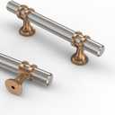 Asidrama 10 Pack 3 Inch(76mm) Knurled Satin Nickel and Champagne Bronze Kitchen Cabinet Handles, Cabinet Pulls Kitchen Cabinet Hardware Cupboard Handles Drawer Pulls (3" Hole Center)