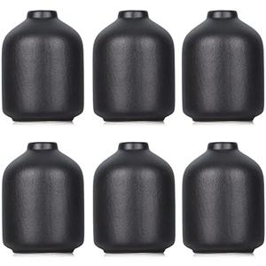 6 Pack Boho Vases, Modern Black Ceramic Bud Vases for Home Decor, Dry Flowers Centerpieces in Bulk, Mini Flower Vases for Wedding Decor