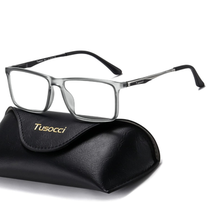 Tusocci Blue Light Blocking Glasses,Computer/Gaming/Phone/TV Use Anti Eyestrain & UV Glare with Glasses Case Matte Transparent Grey