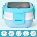 Sinnsally Bento Box Adult Lunch Box with Stainless Steel Container,Metal Lunchable Food Storage Container with Sauce Jar (Blue)