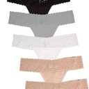 Jo & Bette Lace Thongs for Women - 6 or 12 Pack Low Rise Thongs - Lace Panties Cotton Underwear Women Sexy No Show Soft (M)