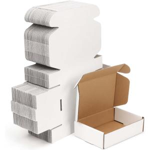 WIFTREY 100 Pcs Shipping Boxes 5.91X3.94X1.57, White Corrugated Cardboard Box for Shipping Small Business, Gift Packing, Mailing