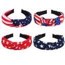 Twinfree 4pcs American Flag Headband 4th of July Independence Day Hair Accessory USA Patriotic Stars Stripes Twist Headbands