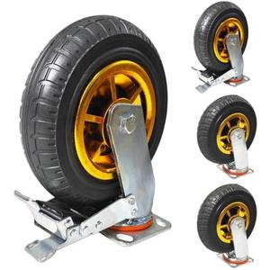 GaeaAuto 8 Inch Heavy Duty Casters Wheels Set of 4 Swivel Industrial Casters Rubber Wheels Tires for Cart Bench Shop Dolly Outdoor Wheels Replacement with 2 Brake and 3000Lbs Load Capacity, 4 Pack