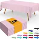 Smiry Disposable Table Cloth - 6 Pack, 54 x 108 Inch Waterproof Rectangle Tablecloths for Easter Party, Valentines & Mothers Day Decorations, Decorative Plastic Table Cover, Leakproof & Sturdy, Pink
