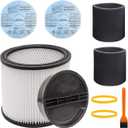 Replacement Filter 90304, 90107 Dry Vac Filter & 90585 Foam Sleeve Filter Set for Shop Vac 90304 90333 90350 9030400, Compatible with Most 5 Gallon Up Wet/Dry Vacuum Cleaner, 9PCS