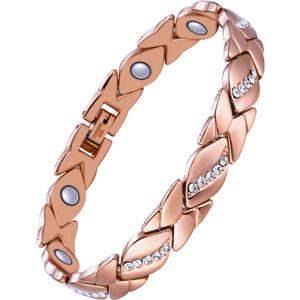 Jecanori Pure Copper Bracelets for Women,Ultra Magnetic Bracelets for Women with 3500 Gauss Magnets,Crystal Valentine's Day Jewelry Gift, Sizing Tool