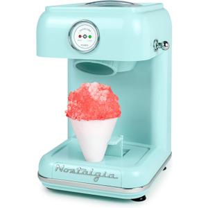 Nostalgia Snow Cone Shaved Ice Machine - Retro Table-Top Slushie Machine - Includes 1 Reusable Plastic Cup - Aqua