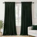 Dchola Dark Green Velvet Curtains for Bedroom Window, Super Soft Vintage Luxury Heavy Drapes, Room Darkening Rod Pocket Curtain for Living Room, W52 by L96 inches, 2 Panels