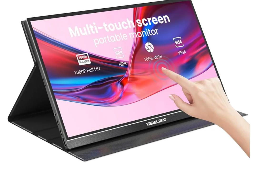 Portable Monitor Touch Screen 15.6'' 1080P USB-C HDMI Computer Display HDR IPS Eye Care Screen 100% sRGB with Smart Cover, Dual Speakers for Laptop PC Mac Phone PS4/5 Xbox Switch