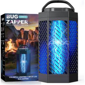 Bug Zapper Outdoor Indoor, 2 in 1 Rechargeable Mosquito Zapper with 8000mAh Battery and LED Light, USB Charging Electric Fly Zapper, Portable Fly Trap Mosquito Killer for Patio Backyard, Garden