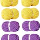 Assorted Chunky Yarn for Hand Knitting,Soft Jumbo Bulky Fluffy Chenille Yarn for Crocheting,Blanket Scarf DIY,8 Pack(28yds, 8 Ounces Each) (PurpleYellow)