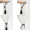 Fenghuangwu Tassel Curtain Tiebacks Handmade Curtain Tie Backs, Elegant Crystal Curtain Holdbacks for Home Office Decor (Charcoal, 4P)