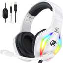 Fachixy FC100 Gaming Headset with Microphone for PS4, PS5, Switch, Xbox, PC, Mac, Gamer Headset with RGB Light, Computer Headphones with Mic