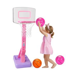 Toddler Pink Basketball Hoop for Age 1-3, Adjustable Kids Basketball Hoop with 3 Balls Indoor Outdoor Play Mini Poolside Basketball Goal Sport Toys Birthday Easter Gift for 1 2 3 4 Year Old Baby Girl