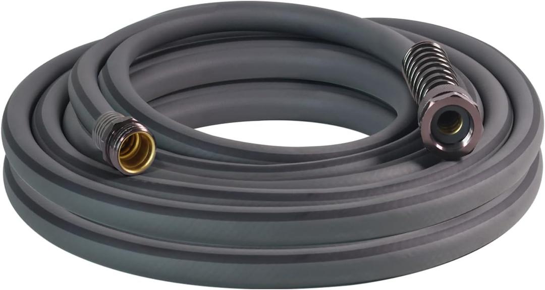 5/8 Heavy Duty Garden Hose 25 ft  Outdoor Hybird Water Hose with Solid Fitting - Flexible, Kinkless, Lightweight Garden Hose for Lawn Watering, Car Washing - Burst 500 Psi (Grey,25 ft) (Gray)