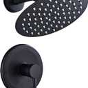 SaniteModar Black Shower Head System 8 Inch Round Rainfall Shower Head with Handheld Shower Vaval and Trim Kit Wall Mounted Shower Faucet Set, Matte Black Shower Head