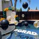 13 Pcs 12/18 Inch 2026 Graduation Pool Balloons Kit Floating Pools Balloon Party Decoration Graduation Balloons with Weights Nylon Rope for Pool Birthday Party Supplies(Glitter Gold Matte Black)