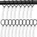 30 Sets Metal Curtain Rings with Ratchet System Pinch Pleat Curtain Hooks (85mm/3.35inch), 32mm Hook Belt Curtain Rings for Drapes for Window Door Shower Curtain