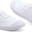 Boys Girls White Shoes for Kids Canvas Sneaker Slip-on Light Weight Comfortable Causal Skin-Friendly Walking Shoes (8.5 Toddler, Lace-up White)