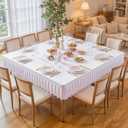 White Square Tablecloth - 60x60 Inch Stretchy Fitted Tablecloths for Large Square Tables with Ruffle Pleated Table Skirt Wrinkle-Free Spandex Table Cover for Dining, Kitchen, Banquet & Party Decor