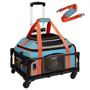 Petskd Top-Expandable Small Pet Carrier with Wheels (19" L x 13" W x 9" H), Southwest/Allegiant Airlines Approved, Rolling Pet Carrier for Small Dogs & Cats (Black)