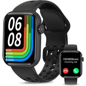 Smart Watches for Men Women 1.83" HD Display Activity Fitness Tracker Smartwatches for Android iOS Phones with Bluetooth Call/Heart Rate/Blood Pressure/Sleep Monitor/100+ Sport/IP67 Waterproof, Black