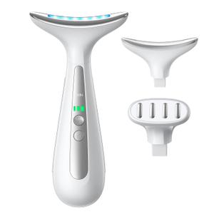 Facial and Neck Massager for Face, Neck & Eye - Skin Lifting & Firming - Wrinkle & Dark Circle Reducer - at Home Skin Care Face Sculpting Tool and Neck Massager (Dual Head, White-dual Head)